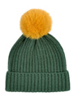 Two Tone Color Pom Pom Beanie Winter Hat