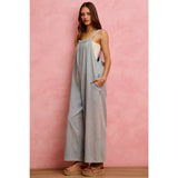 WIDE LEG LIGHTWEIGHT DENIM JUMPSUIT OVERALL