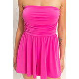 Strapless Shirred Waist Romper
