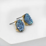 Druzy Sparkly Stone Crystals Stud Earrings