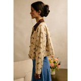 HORSE PRINT CORDUROY COLLAR JACKET