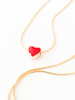 Red Heart Charm Gold Filled Necklace
