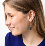 Veronica Two Tone Color Cut Glass Dangle Earring Blue