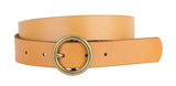 Brass-Toned Circle Buckle Leather Belt