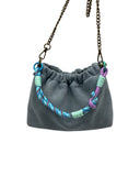 SUEDE LEATHER SHOULDER BAG PLEATED: CAMEL