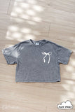 BOW PUFF Cropped Mineral Graphic Top