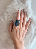 Large Brass Freeform Stone Ring