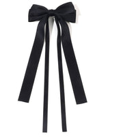 VDay Double Layered Bow Long Ribbon Barrette Clip