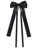 VDay Double Layered Bow Long Ribbon Barrette Clip