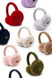 C.C Cable Knit Fur Earmuff Warmer: Light Gray