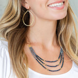 Sale - Triple Layer Beaded Necklace With Suede Accent