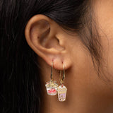 Ramen Noodles & Boba Tea Earrings - Gold Junk Food Statement