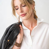 Brooklyn Cheetah Print Beaded Stretch Bracelet Mocha Wholesale