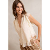 LACE TRIM RUFFLED BLOUSE TOP