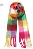 Chunky Oblong Plaid Multi Color Brushed Scarf (18 colors)