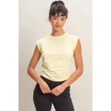 Ruched Waist Sleeveless Cotton Top