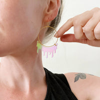 Dripping "Slime" Acrylic Hoop Earrings: Iridescent