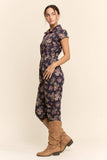 PRINTED SCUBA ZIPPER FRONT JUMPSUIT