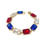 Emerald Cut Glass Crystal Linked Statement Bracelet