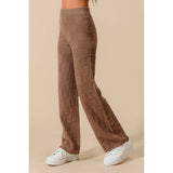 CHECKER PATTERN KNITTED STRAIGHT LEG SWEATER PANTS