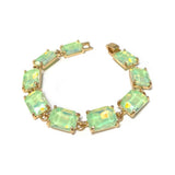 Emerald Cut Glass Crystal Linked Statement Bracelet
