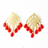 Red Bead Chandelier Studs