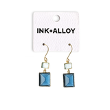 Veronica Two Tone Color Cut Glass Dangle Earring Blue