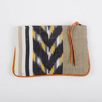 Handwoven Cosmetic With Leather Purse: Blue