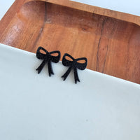 Bow Studs - Black Glitter // Game Day Earrings