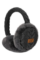 C.C Cable Knit Fur Earmuff Warmer: Light Gray