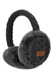 C.C Cable Knit Fur Earmuff Warmer: Light Gray