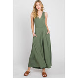 SURPLICE SLEEVELESS WIDE LEG JUMPSUIT - VJU17277