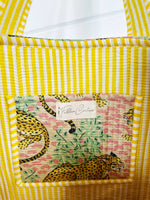 Cotton Quilted Block Print Tote Bag - Beige Jaguars Leopards