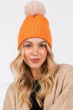 Two Tone Color Pom Pom Beanie Winter Hat