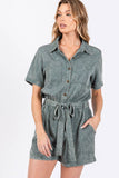 MINEREAL WASHED TIE WAIST OVERALL ROMPER