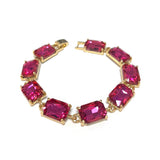 Emerald Cut Glass Crystal Linked Statement Bracelet