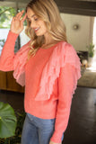 34916 Layered Tulle Detailed Sweater Top