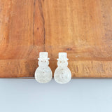 Snowman Studs - White Shimmer // Christmas, Holiday, Jewelry, Earrings