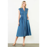 Sleeveless Denim Smocked Waist Dress