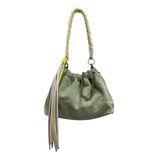 Plissa M suede leather bag: NOIR