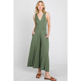 SURPLICE SLEEVELESS WIDE LEG JUMPSUIT - VJU17277