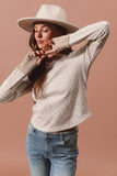 Thermal Floral Knit Top With Contrast Cuffs-- 2colors