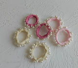 Pink Textured Seamless Pearl Hair Tie (Set of 6)
