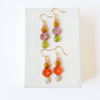 Beaded Flower Earrings, Botanical Earrings, Fall Winter 24