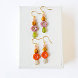 Beaded Flower Earrings, Botanical Earrings, Fall Winter 24