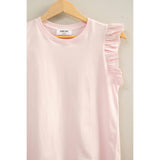 Ruffle Cap Sleeve Crew Neck Top