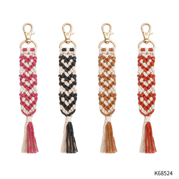 VDay Macrame Heart Tassel Keychain