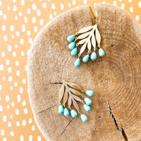Turquoise Beaded Botanical Chandelier Studs For Spring