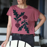 Red Beets Farmers Market Vegetables Loose Fit Boxy Tee Rouge