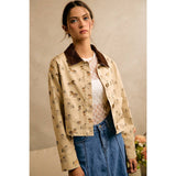 HORSE PRINT CORDUROY COLLAR JACKET